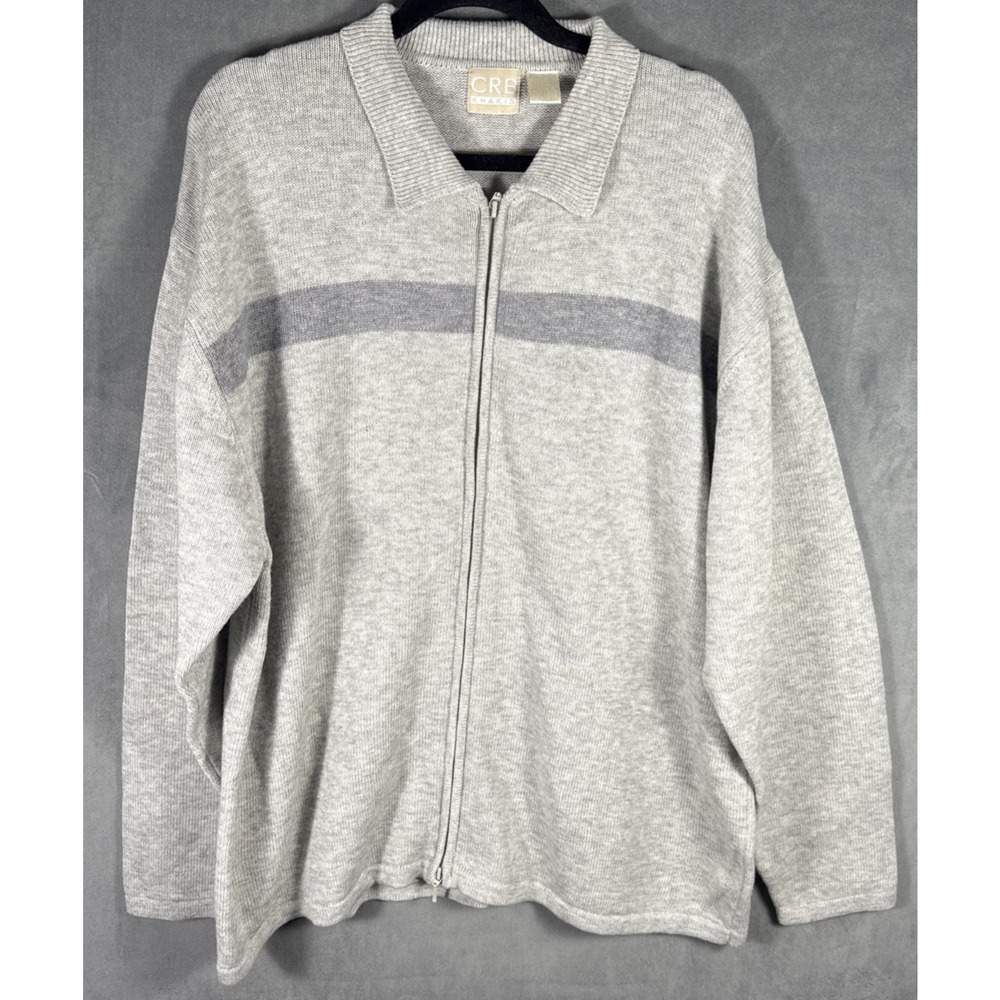 CRB Khakis Mens XL Merino Wool Blend Full Zip‎ Sweater Jacket Gray Cozy